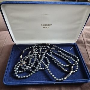 14 Karat Gold and Silver Beaded Necklace